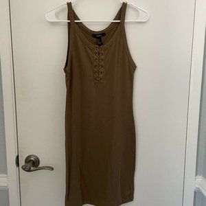 Forever 21 Bodycon Tank Top Dress With Lace Up Front